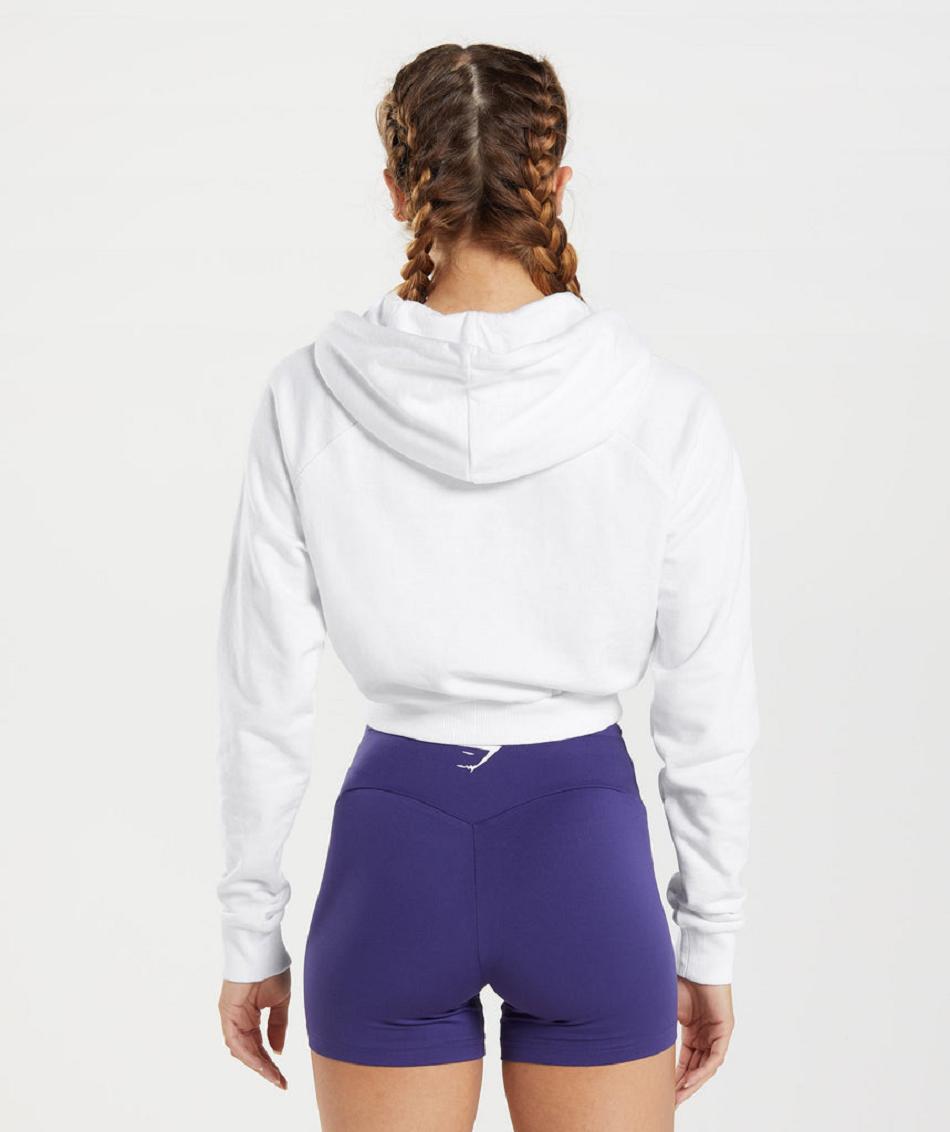 Sudadera Con Capucha Gymshark Entrenamiento Cropped Mujer Blancas | CO 2029VRW